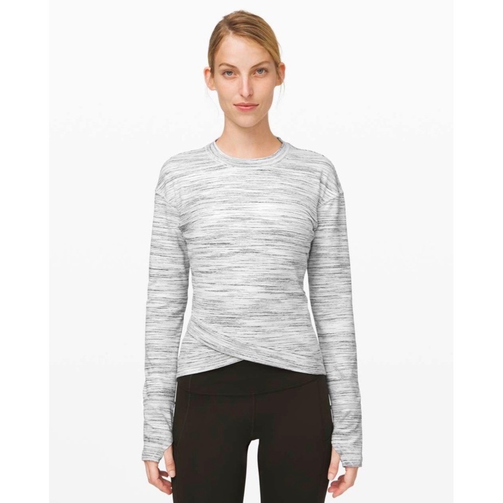 Lululemon Close to Crossing Long Sleeve Rulu Space Dye Camo White Silver Spoon M